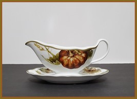 NEW Williams Sonoma Botanical Pumpkin Gravy Boat With Saucer 12 OZ Porcelain - £48.10 GBP