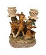 Vtg Fawn Deer Double Taper Candle 5.5” Holder Figurine  Made In Japan - £38.91 GBP