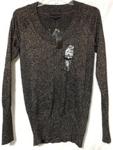 Attention Womens Black Gold Rayon Blend Pullover Sweater Size Small New - $9.89