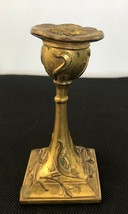 Vintage Gold Painted Flash-cast Candlestick leans at an angle - £11.20 GBP