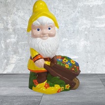 VTG Ceramic Garden Gnome With Wheelbarrow Flower Planter Large 17&quot; Tall ... - £59.45 GBP