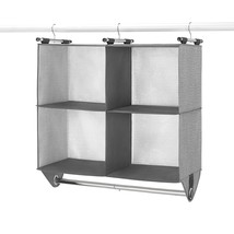 Whitmor 4 Section Fabric Closet Organizer Shelving with Built In Chrome Garment  - £26.37 GBP