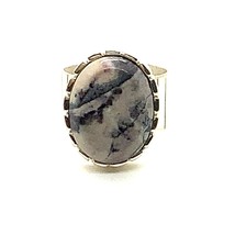 Vintage Sterling Silver Signed 925 DTR Oval Agate Stone Cabochon Ring sz 9 1/2 - £50.61 GBP