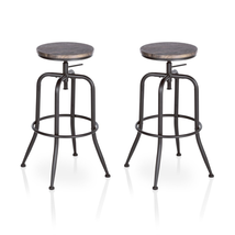 Swivel Bar Stools Set of 2 Adjustable Height Wood Top Counter Barstools Round, W - £63.17 GBP