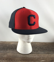 Cleveland Indians Baseball Hat New Era 59Fifty Blue Red &#39;C&#39; - Size 7 1/8 - £19.84 GBP