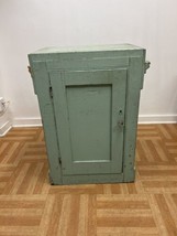 Vintage WOOD CABINET Farmhouse kitchen storage wooden painted shabby far... - $199.99