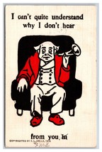 Comic Old Man WIth Ear Trumpet Can&#39;t Understand R L Wells UDB Postcard S2 - $5.39