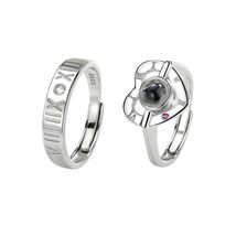 NEW Fashion 925 Sterling Silver &quot;I Love You&quot; Projection Heart Ring Set for Coupl - £26.37 GBP