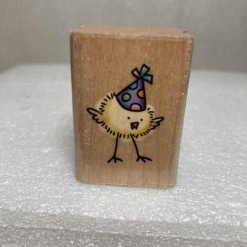 J120 Party Hat Chick Rubber Stamp Stampendous 2000 1.5" x 1-1/8" Wood-Mounted - $9.89