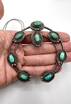 Vintage Navajo Handmade Sterling Silver Natural Turquoise Naja Pendant Necklace - £359.70 GBP