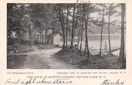 Quaga Lake New York The Dock At Scotts Landing~Leslie Carl Publ Postcard 1905 - £7.59 GBP