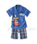 NWT DISNEY Cars Lightning McQueen 2 Piece Blue Short Outfit Embroidered ... - £21.51 GBP