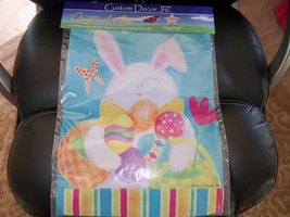 GARDEN FLAG 12x18 2 Sided Bunny &amp; Stripes Easter FLAG NEW - £14.58 GBP