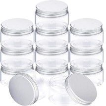 12 Pack Clear Plastic Storage Favor Jars Wide-Mouth Plastic Containers With Lids - £18.17 GBP
