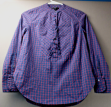 J Crew Womens blue red check button down shirt Size 00   1345 - £13.04 GBP