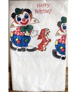 Vintage Paper Table Cover Beach Paper Tableware Happy Birthday Clown Pup... - $9.49