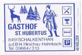 Matchbox Label Germany Gasthof St Hubertus - £0.78 GBP