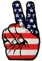 American Flag Hand Peace Sign Patch P8133 Jacket 5&quot; Biker Embroidered - £6.03 GBP