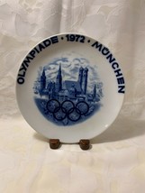 Vintage Olympics Collector Plate 1972 Olympiad Munchen 7-3/4&quot; Germany Blue - £16.07 GBP