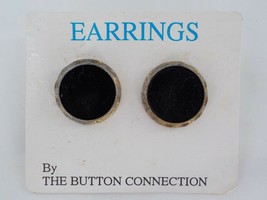 THE BUTTON COLLECTION ROUND POST EARRING BLACK VELVET FASHION JEWELRY VI... - £15.73 GBP