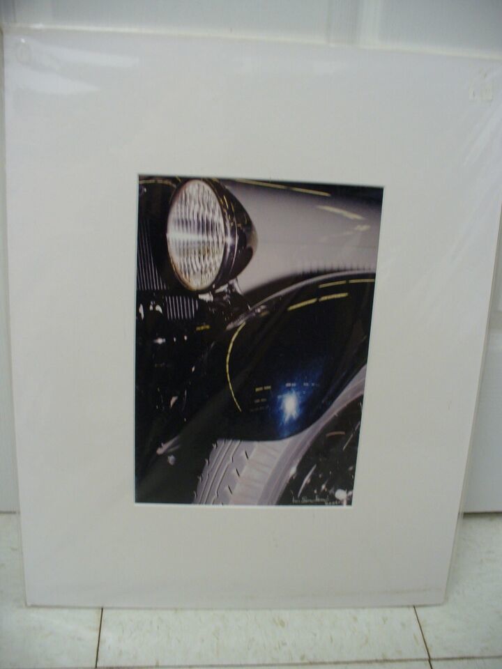 MATTED PHOTOGRAPHY Classic Vintage Blue White Car By Larry Santucci 2006... - $25.49