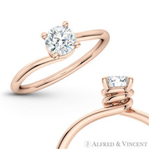 Forever ONE GHI Round Moissanite 4Pr Solitaire Engagement Ring in 14k Rose Gold - £501.21 GBP+