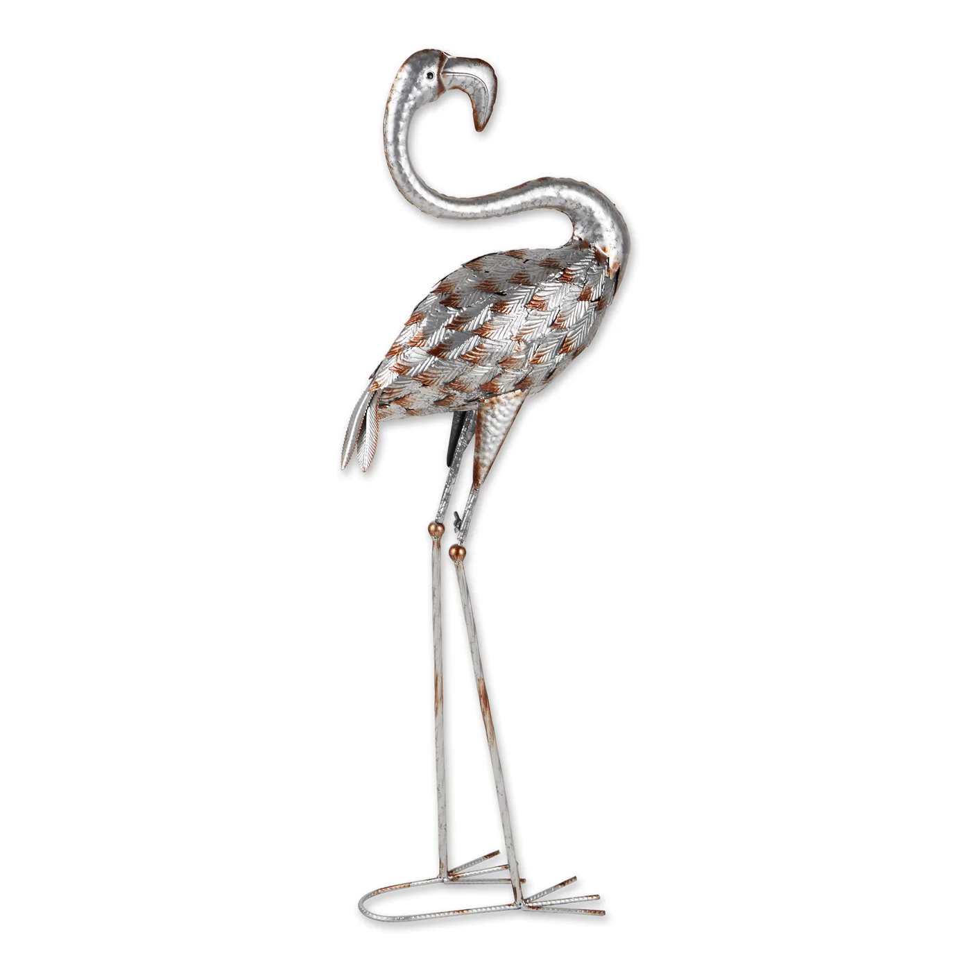  Standing Tall Galvanized Flamingo StatueT - $1,168.22 MXN