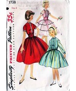 Girl&#39;s DRESSES Vintage 1956 Simplicity Pattern 1738 Size 8 - £9.01 GBP