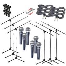 Microphone Boom Stand (GRIFFIN 6 Pack) with Cardioid Vocal Microphones &amp; XLR Mic - £122.81 GBP