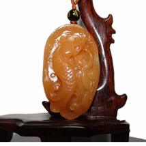 2.2&quot; China Certified Nature Gold Silk Jade Lucky Dragon Hand Carved Neck... - £38.59 GBP