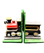 Vintage Cast Iron Railroad Bookends Locomotive Train Engine Book Ends  - $44.88