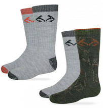 Realtree Boys Youth Outdoor Camouflage Pattern Wool Cushion Boot Crew Socks 4PK - £14.38 GBP