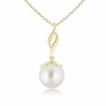 ANGARA Solitaire South Sea Pearl Flame Drop Pendant in 14K Solid Gold | 18&quot;Chain - £353.96 GBP