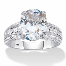 PalmBeach Jewelry 5.96 TCW Platinum-plated Silver CZ Multi-Row Engagement Ring - £25.71 GBP