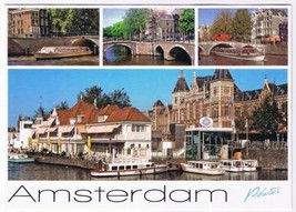 Holland Netherlands Postcard Amsterdam Central Station NZ Hollands Koffiehaus - £1.64 GBP