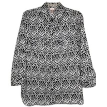 White Stag Womens Size 12 Blouse Long Sleeve Button Front Collared Black White - £10.20 GBP