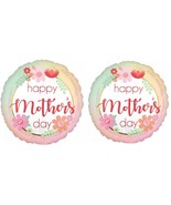 Set of 2 &#39;Happy Mother&#39;s Day&#39; Circle Foil Balloons with Flowers - 21 inch - $14.84