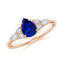 ANGARA Lab-Grown Ct 1.28 Blue Sapphire Engagement Ring with Diamonds in 14K Gold - £701.09 GBP