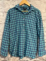 J. Crew Shirt Sz 4 Womens Popover Blue Aqua Collared Cotton Button Up - $242.96 MXN