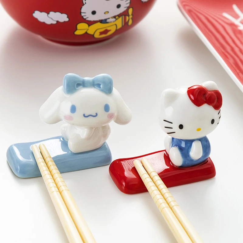 Kawaii Sanrio Chopsticks Stand Hello Kitty My Melody Cartoon Ceramic Dining - £13.61 GBP
