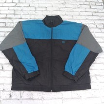 JC Penney USA Olympic Jacket Men Large Black Blue Gray Windbreaker Nylon Vintage - £19.29 GBP