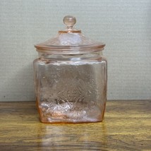 Federal Pink Depression Glass Biscuit Jar Madrid w/ lid Cookie - £48.94 GBP