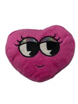 Pink Heart Shaped Plush Walmart Embroidered Eyes Smile Embedded Glitter ... - $9.89