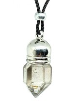 Black Herkimer Diamond Necklace Pendant Anthraxolite Astral Protection Boxed - £49.74 GBP