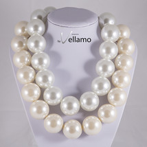 Huge faux pearl necklace gift 30mm large pearl statement necklace gift for women - £30.66 GBP