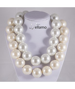 Huge faux pearl necklace gift 30mm large pearl statement necklace gift f... - £30.84 GBP