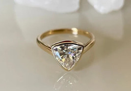 2.00Ct Trillion Cut Simulated Moissanite Engagement Ring 14K Yellow Gold Plated - £44.69 GBP