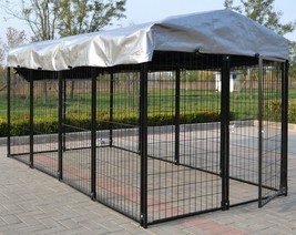 Modular Dog Kennel Heavy Duty Welded Steel Panel Pet Cover 5&#39;W x 10&#39;L x ... - £455.61 GBP