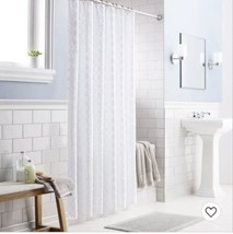 Dyed Clipped Diamond Shower Curtain White Threshold 72&quot; X 72&quot;  - £19.60 GBP