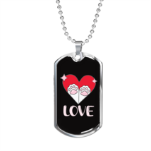 Heart Paws Love Cat Necklace Stainless Steel or 18k Gold Dog Tag 24&quot; Chain - £37.92 GBP+